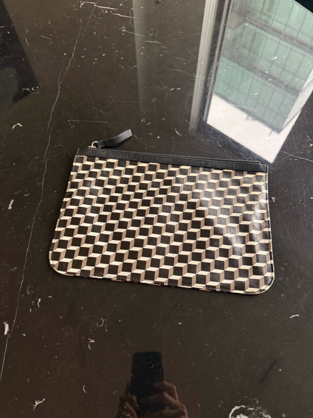 Pierre Hardy Black & Cream Geometric Zip Pouch